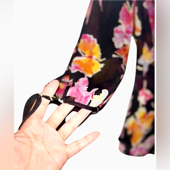 Moschino Y2K | 90s | 2000’s | Butterfly Print Sheer Blouse | Black + Pink - Picture 4 of 8